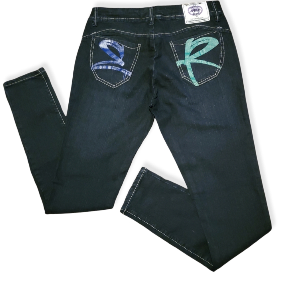 💙Ecko Red💚Tapered Leg Dark Rinse Denim Jeans, Size 7/8